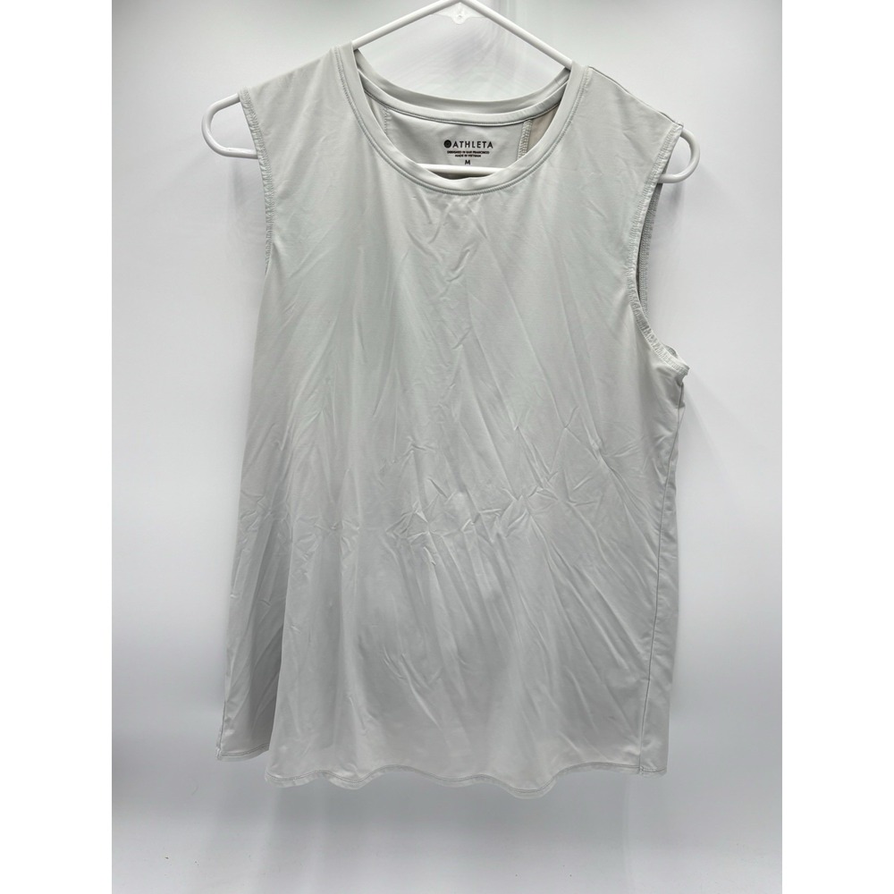 Athleta Open Back Workout Tank Womens Medium Gray Yoga Gym Athleisure Top - Picture 5 of 9